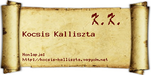 Kocsis Kalliszta névjegykártya